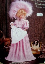 1896 BARBIE CROCHET CHRISTENING DAY DRESS, HAT, BOOTS,3'' DOLL